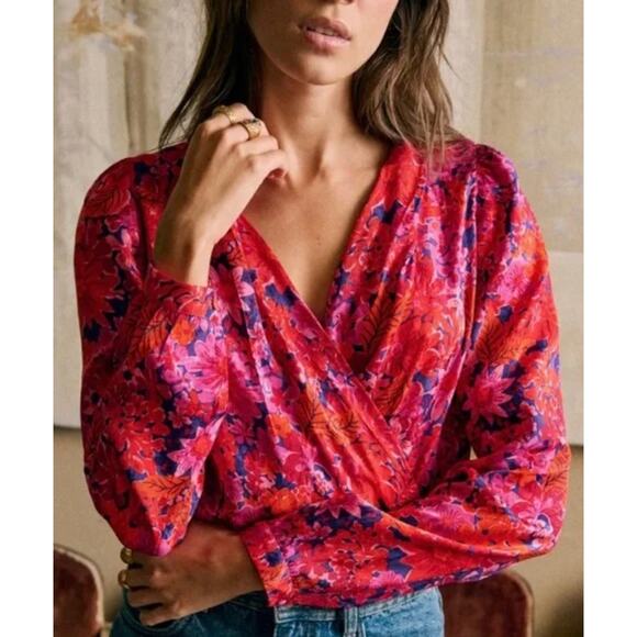 Sézane | Sezane | Abelia Blouse | Fuchsia Floral | Sz 36 / Us Sz 4 - Picture 1 of 11